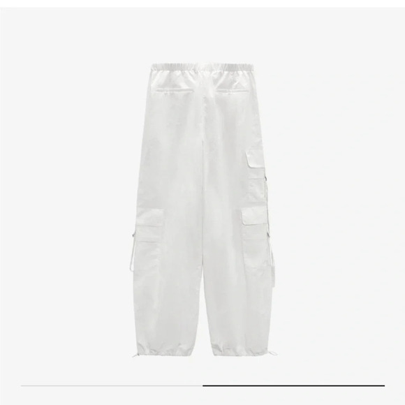 Zara Parachute cargo white pants  size small - Picture 5 of 16